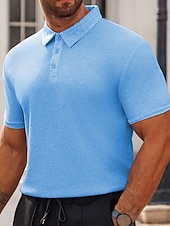 preiswerte Sport-Herren Poloshirts zum Suchbegriff: &quot;Waffel&quot; Golfhemd Arbeit Casual Kargen Kurzarm Basic Modern Glatt Knopf Sommer Frühling Regular Fit Schwarz Weiß Gelb Rote Hellgrau Hellblau Poloshirts zum