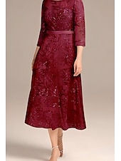 preiswerte Bodenlänge-A-Linie Kleid Mutter der Braut Elegant Petite Rundhalsausschnitt Knielang Chiffon Halbe Ärmel mit Falten einfarbig