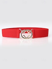 baratos Cinto Feminino-cinto elástico ajustável feminino com fivela de metal da moda - moderno e versátil - adequado para uso diário feminino e passeios casuais