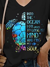 cheap Hawaiian tee-Women&#039;s Blouse Graphic Animal Letter Casual Short Sleeve V Neck Regular Tops Daily Going out Beach Wear Print Black Summer