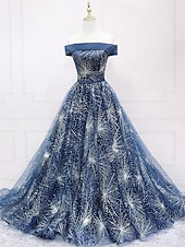ieftine Rochii de Banchet-Rochie de bal A-Line Rochie de Quinceanera Elegantă Rochie pentru nuntă Invitat la nuntă Lungime până la podea Fără mâneci Pe umeri Poliester Fără spate cu pliseuri și paiete