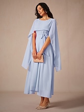 economico Abiti da festa-Per donna Abito maxi Abito a trapezio Elegante Formale Feste Ospite di nozze Vestibilità comoda Girocollo Blu ghiaccio Estate