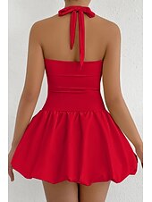 ieftine Rochii de absolvire-Pentru femei Rochie Mini Rochie albă Rochie de absolvire Rochie cu decolteu Modă Modern Absolvire Dată Petrecere ceai Fit regulat Simplu Fără manșon Gâtul halter Roz Deschis Negru Alb Roșu-aprins Vară