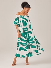abordables Robes décontractées-robe ample à col bateau et imprimé color-block