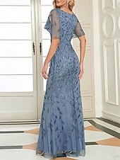 preiswerte Bodenlänge-Meerjungfrauenschnitt Brautmutterkleid Hochzeitsgast Elegant V Ausschnitt Bodenlang Spitze Kurzarm mit Spitze 2025