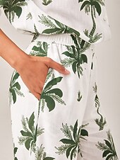 abordables Ensembles deux pièces-Femmes Col de chemise Vacances Tropical Mode Vert XS S M Été