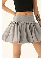 levne Mini sukně-Dámské Sukně Minisukně Módní Mini Střední vzestup Sukně Bez vzoru Nabírané šaty Lehce elastické Dovolená ulice Černá Růžová Velbloudí Šedá Léto Polyester