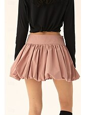 levne Mini sukně-Dámské Sukně Minisukně Módní Mini Střední vzestup Sukně Bez vzoru Nabírané šaty Lehce elastické Dovolená ulice Černá Růžová Velbloudí Šedá Léto Polyester