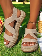 cheap Vacation Sandals-Women&#039;s Colorful Espadrille Platform Sandals – Stylish and Comfortable Strappy Summer Sandals for Casual Outfits and Beach Vacations