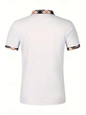 cheap Men&#039;s Classic Polo-Men&#039;s Golf Shirt Golf Polos Shirts Formal Work Lapel Short Sleeve Modern Comfortable Color Block Patchwork Buttons Summer Spring Regular Fit Wine Apricot Black White Dark Navy Orange Golf Shirt