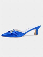 economico tacchi kitten-mules da donna con tacco a gattino impreziosite da fiocco in raso dorato – eleganti scarpe slip-on a punta per la sera e l&#039;appuntamento serale