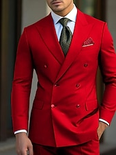 cheap Formal Suits-Men&#039;s Wedding Suits Homecoming Suits Black White Business WorkWear Solid Colored Slim Fit 2 Piece Double Breasted Six-buttons