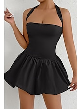 ieftine Rochii de absolvire-Pentru femei Rochie Mini Rochie albă Rochie de absolvire Rochie cu decolteu Modă Modern Absolvire Dată Petrecere ceai Fit regulat Simplu Fără manșon Gâtul halter Roz Deschis Negru Alb Roșu-aprins Vară
