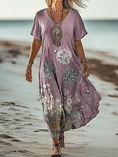 tanie Sztuka i projektowanie sukien-Letnia sukienka maxi dla kobiet sukienka w kształcie litery A sukienka codzienna sundress sukienka w kształcie litery A letnia sukienka boho wakacje vintage codzienna regularny krój ombre graficzna