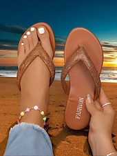 olcso Nyári szandálok-női strasszokkal díszített flip flop szandál – stílusos és kényelmes alkalmi szandál nyárra, strandra és nyaralásra