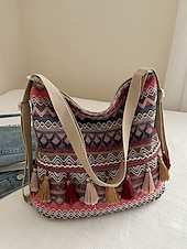 tanie Plecaki Fashion-damska torba na ramię z frędzlami w stylu boho, etnicznym i haftowanym - wiele sposobów noszenia, można jej używać jako plecaka, nadaje się na codzienne podróże, festiwale i do noszenia na co dzień
