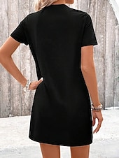 ieftine Rochii cu dungi și geometrice-mini rochie de dama rochie tricou rochie tricou rochie de vara rochie de vara leopard formala lucru regulat decolteu negru