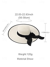 billiga Kvinnors hattar-elegant solhatt med bred brätte för kvinnor – sommarhatt i stråhatt med svart rosett, UV-skydd, hopfällbar floppy hatt för semester, trädgårdsfester och utomhusresor