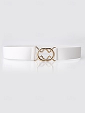 baratos Cinto Feminino-cinto elástico ajustável feminino com fivela de metal da moda - moderno e versátil - adequado para uso diário feminino e passeios casuais