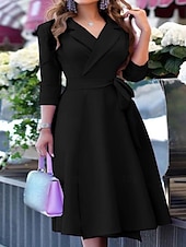 cheap Floral Dress-Women&#039;s Mini Dress Blazer Dress Work Dresses Fit And Flare Dress Basic Casual Vacation Daily Regular Fit Graphic Long Sleeve Lapel Black Pink Wine Blue Summer