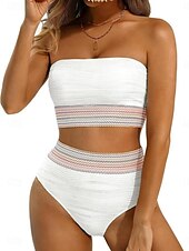 olcso Bikiniszettek-Női fürdőruhák bikini tankini alsóneműk fürdőruhák hátsó kivágásos hasformáló magas derék karcsú nyaralás strandruha egyszínű szíj nélküli ujjatlan fürdőruhák