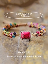 tanie Bransoletka damska-ręcznie robiona kolorowa bransoletka z naturalnych kamieni – boho koralikowa bransoletka z zawieszką z kryształków, regulowana biżuteria modowa dla kobiet, idealna na prezenty, imprezy i na co dzień