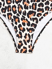 billige Onepiece badedrakter-Kvinne Badetøy Én Del Monokini Badedrakt Ryggløs Magekontroll Høy Midje Slank Ferie Strandklær Solid Farge Leopard Halter Hals Uten Erme Badedrakter