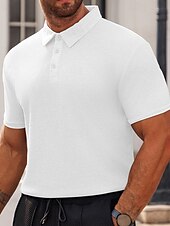 preiswerte Sport-Herren Poloshirts zum Suchbegriff: &quot;Waffel&quot; Golfhemd Arbeit Casual Kargen Kurzarm Basic Modern Glatt Knopf Sommer Frühling Regular Fit Schwarz Weiß Gelb Rote Hellgrau Hellblau Poloshirts zum