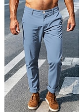 economico Chino-pantaloni cargo da uomo elastico in vita tasche multiple pantaloni a tutta lunghezza casual anelastico tinta unita sport all&#039;aria aperta vita media verde militare nero kaki blu navy s m l xl xxl