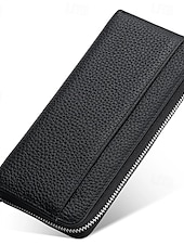 cheap Wallets-Women&#039;s Wallet Credit Card Holder Wallet Leather Cowhide Outdoor Office Shopping Zipper Multiple pockets Large Capacity RFID Blocking Solid Color Black Pink Blue
