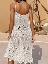 abordables Robes de plage-Maillots de bain pour femmes Robe de bain Maillot de bain Couverture Découpe Vacances Plage Vêtement Couleur unie Col en V Sans manches Maillots de bain