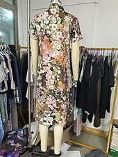 levne Tisknout květinové šaty-dámské dlouhé šaty maxi šaty ležérní šaty letní šaty s potiskem šaty elegantní móda venkovní denní plážový regular fit květinový krátký rukáv v krk zelené léto jaro podzim