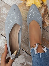 ieftine Pantofi Joși de Damă-pantofi de damă flyknit cu strasuri cu vârf ascuțit - pantofi eleganti, strălucitori, pentru ocazii speciale și purtare zilnică