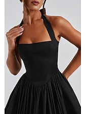 ieftine Rochii de absolvire-Pentru femei Rochii Midi Rochie albă Rochie de absolvire Modă Modern Zi de Naștere Concediu Absolvire Fit regulat Simplu Fără manșon Gâtul halter Negru Alb Roșu-aprins Vară