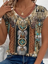 billige Grafisk butikk Tank topper &amp; Camis-Påske Kvinne Camisole Tank Top Grafisk Dyr Paisley Stilig Uformell Uten ermer V-hals Vanlige topper Daglig Trykk Brun Sommer