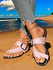 levne Sandály na dovolenou-dámské trendy zelené croc – sandály s reliéfem – dvojité – páskové, tanga – obuv ve stylu dámských plážových výletů, letních procházek a příležitostných setkání