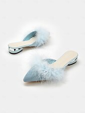 preiswerte Ballerinas für Damen-weiße, flauschige Pantoletten mit spitzer Spitze – gemütliche Slipper aus Kunstfell für lässig-schicke Outfits