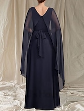 preiswerte Bodenlänge-A-Linie Brautmutter Kleid Hochzeitsgast Elegant Rundhalsausschnitt Bod-Length Chiffon Ärmellos mit Sash  Band Rüschen Raffung