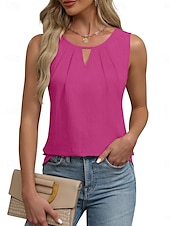 preiswerte Einfaches Tanktop-Damen Camisole-Tanktop Einfarbig Täglich Lässig Ärmellos Rundhalsausschnitt Normale Oberteile Täglich Weiß Fuchsie Grün Aprikose Sommer