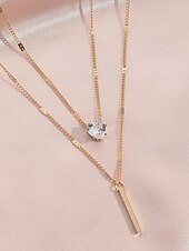 abordables Collier pour femme-Collier exquis pour femme avec pendentif goutte d&#039;eau double couche en or, style élégant et simple, adapté aux femmes soucieuses de la mode à porter lors d&#039;occasions décontractées et festives