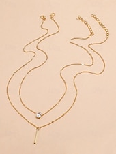 abordables Collier pour femme-Collier exquis pour femme avec pendentif goutte d&#039;eau double couche en or, style élégant et simple, adapté aux femmes soucieuses de la mode à porter lors d&#039;occasions décontractées et festives