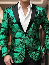 cheap Men&#039;s Classic Blazers-Men&#039;s Blazer Business Cocktail Party Wedding Party Party Spring &amp;  Fall Polyester Bronzing Buttons Pocket Comfortable Single Breasted Blazer Red Blue Purple Gold