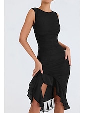 ieftine Rochii din chiffon-Pentru femei Rochii Midi Rochie de absolvire Rochie de Cocktail Rochie pentru invitata de nunta Rochie teacă Modă Modern În aer liber Absolvire Petrecere ceai Fit regulat Simplu Fără manșon Stil