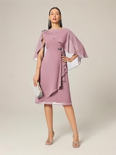 economico Abiti da festa-Per donna Taglie Forti Abito Midi Set di vestiti Abito a trapezio Elegante Ospite di nozze Cocktail party Vestibilità regolare Semplice Senza Maniche Scollo a Barca Rosa polverosa Estate