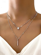 abordables Collier pour femme-Collier exquis pour femme avec pendentif goutte d&#039;eau double couche en or, style élégant et simple, adapté aux femmes soucieuses de la mode à porter lors d&#039;occasions décontractées et festives