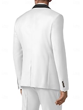 abordables Dîner de fête-Costumes de mariage pour hommes Tuxedos blancs mode formelle à col boutonné 3 pièces ajustement standard