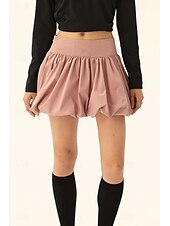 levne Mini sukně-Dámské Sukně Minisukně Módní Mini Střední vzestup Sukně Bez vzoru Nabírané šaty Lehce elastické Dovolená ulice Černá Růžová Velbloudí Šedá Léto Polyester