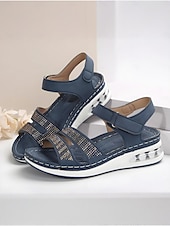 preiswerte Komfortsandalen-Damensandalen mit Luftpolster und Strasssteinen – bequeme Schuhe mit verstellbarem Klettverschluss und offener Spitze für Freizeit und Outdoor