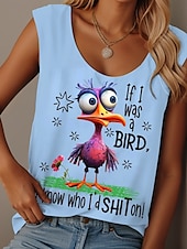 ieftine Tricou fără mâneci cu umor și citate-Pentru femei Camisole Tank Top Grafic Scrisă graffiti Zilnic Casual Fără manșon Stil Nautic Scoateți gâtul Topuri obișnuite Zilnic Imprimeu Negru Alb Roz Îmbujorat Albastru piscină Mov Vară Bird