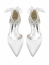 billige Formell-hvite rhinestone blonder spisse høye hæler – elegante brude bryllup stiletto pumps for kvinner